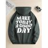 3 İplik Antrasit Make Today Baskılı Unisex Hoodie 