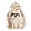 3 İplik Bej New York Baskılı Unisex Hoodie