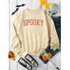 3 İplik Bej Spooky Baskılı Unisex Sweatshirt