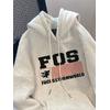 3 İplik Gri Fos Baskılı Unisex Hoodie 