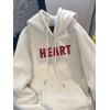 3 İplik Gri Heart Baskılı Unisex Hoodie 