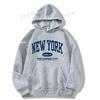 3 İplik Gri New York Baskılı Unisex Hoodie