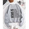 3 İplik Gri Jesus Baskılı Unisex Sweatshirt