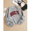 3 İplik Gri Unisex Kırmızı Brooklyn Baskılı Sweatshirt