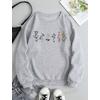 3 İplik Gri Unisex Çiçek Baskılı Sweatshirt