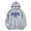 3 İplik Gri Miami Baskılı Unisex Hoodie