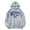 3 İplik Gri Wıfey Baskılı Unisex Hoodie