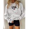 3 İplik Usa Baskılı Gri Unisex Hoodie