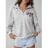 3 İplik Gri Usa Baskılı Yarım Fermuarlı Unisex Sweatshirt