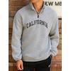 3 İplik Gri Calıfornıa Baskılı Yarım Fermuarlı Unisex Sweatshirt