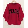 3 İplik Kırmızı Teach Baskılı Unisex Sweatshirt