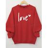 3 İplik Kırmızı Love Baskılı Unisex Sweatshirt