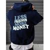 3 İplik Lacivert More Money Baskılı Unisex Hoodie