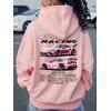 3 İplik Pembe Berry Baskılı Unisex Hoodie