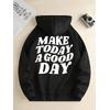 3 İplik Siyah Make Today Baskılı Unisex Hoodie 