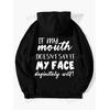 3 İplik Siyah My Face Baskılı Hoodie 