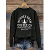 3 İplik Coffe Co Baskılı Siyah Unisex Sweatshirt