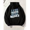 3 İplik Siyah More Money Baskılı Unisex Hoodie