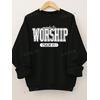 3 İplik Siyah Worship Baskılı Unisex Sweatshirt