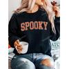 3 İplik Siyah Spooky Baskılı Unisex Sweatshirt