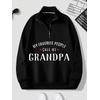 3 İplik Siyah Grandpa Baskılı Yarım Fermuarlı Unisex Sweatshirt