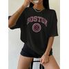 Boston Baskılı T-Shirt 