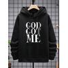 GOD GOT ME 3 İPLİK SİYAH KAPŞONLU SWEAT