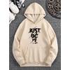 JUST DO İT BASKILI BEJ 3 İPLİK KAPŞONLU SWEAT