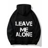 LEAVE ME ALONE 3 İPLİK SİYAH KAPŞONLU SWEAT