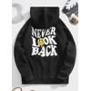 NEVER LOOK BACK 3 İPLİK SİYAH KAPŞONLU SWEAT