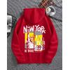 NEW YORK KIRMIZI 3 İPLİK KAPŞONLU SWEAT