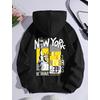 NEW YORK SİYAH 3 İPLİK KAPŞONLU SWEAT