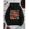 SİLLY GOOSE CLUP 3 İPLİK SİYAH KAPŞONLU SWEAT 