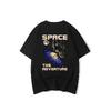 Space The Adventure Baskılı Siyah T-Shirt 